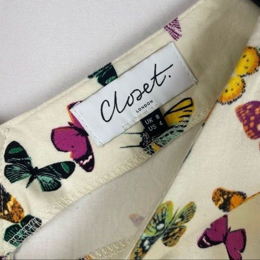 Closet London butterfly dress back zipper pockets 4 Y2K 80's - Picture 5 of 9